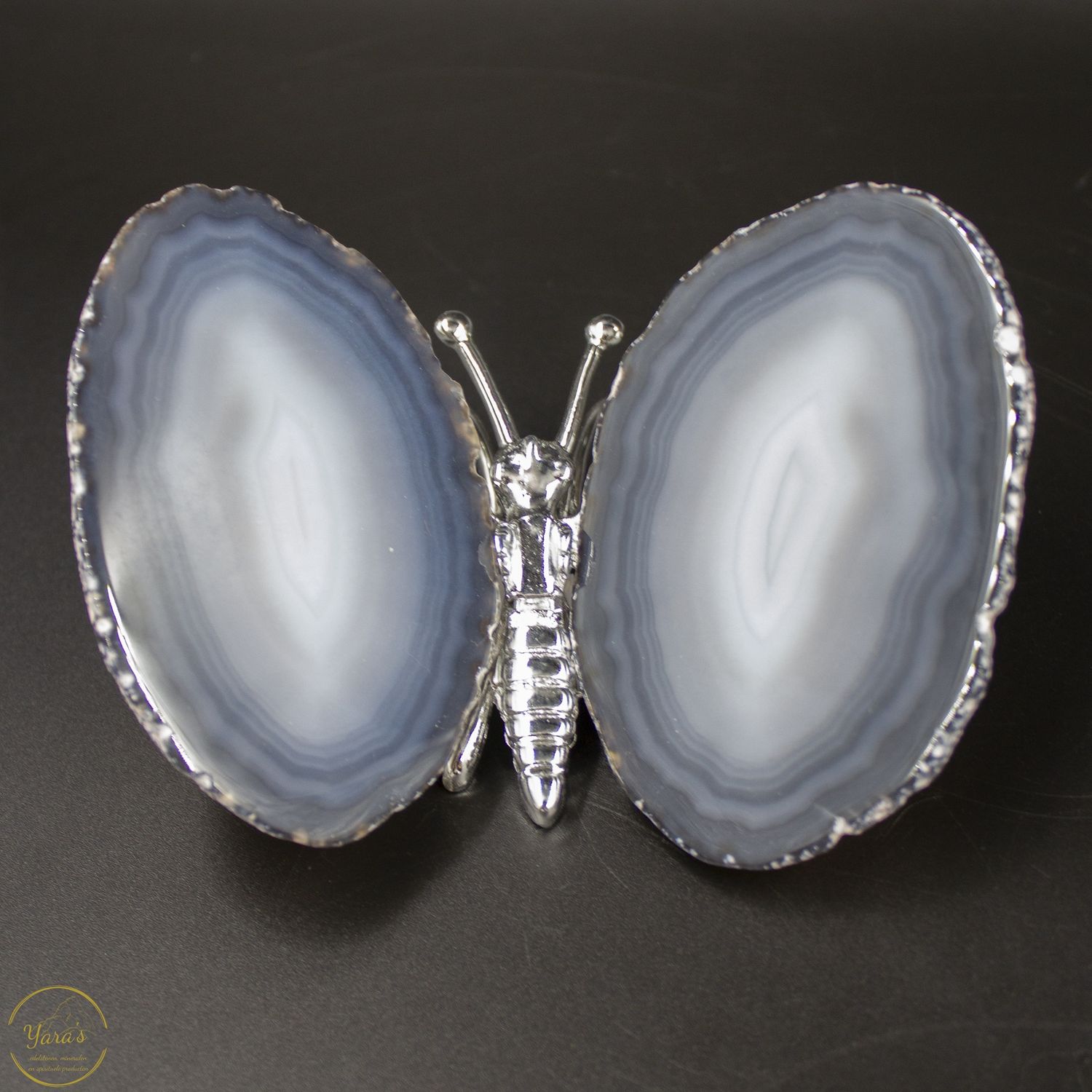Agaat vlinder zilver - 159 gram