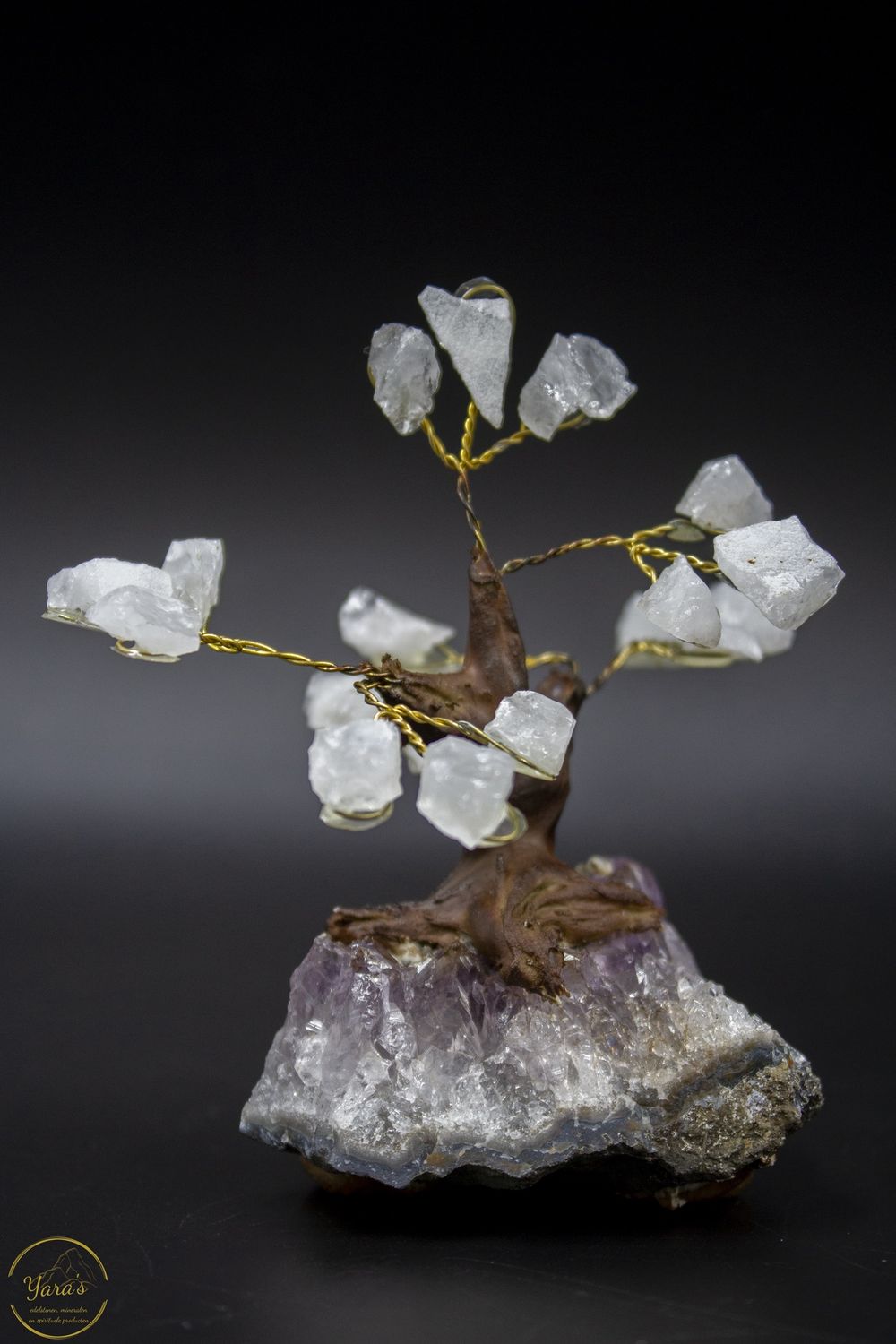 Bonsai Edelstenen boompje amethist en rozenkwarts
