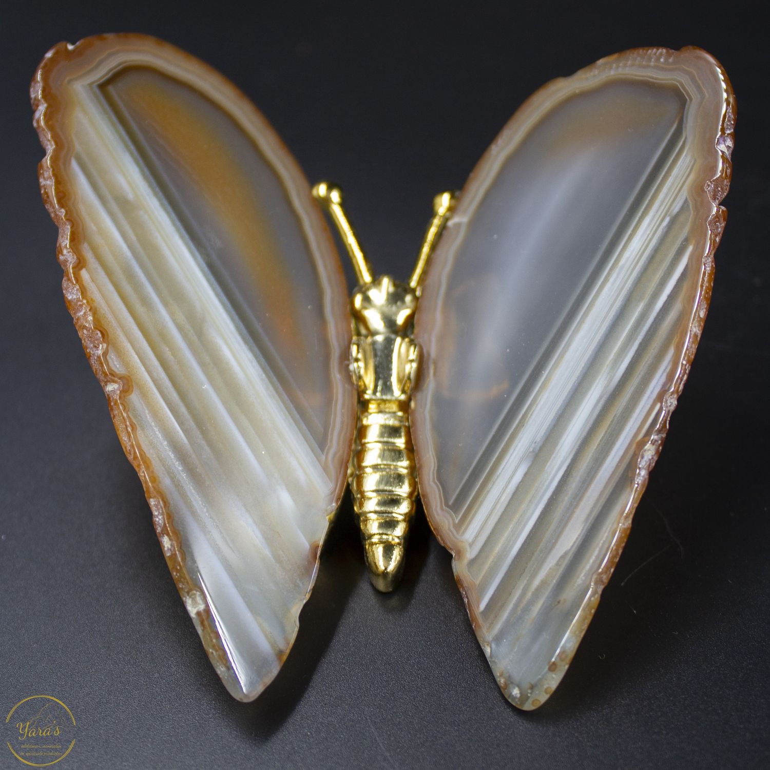 Agaat vlinder goud - 135 gram