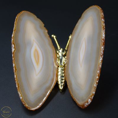 Agaat vlinder goud - 159 gram