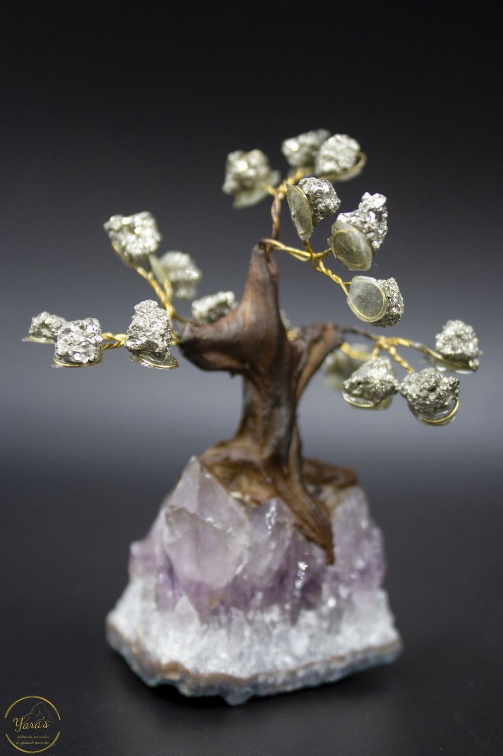Bonsai Edelstenen boompje amethist en pyriet
