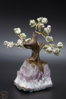 Bonsai Edelstenen boompje amethist en pyriet