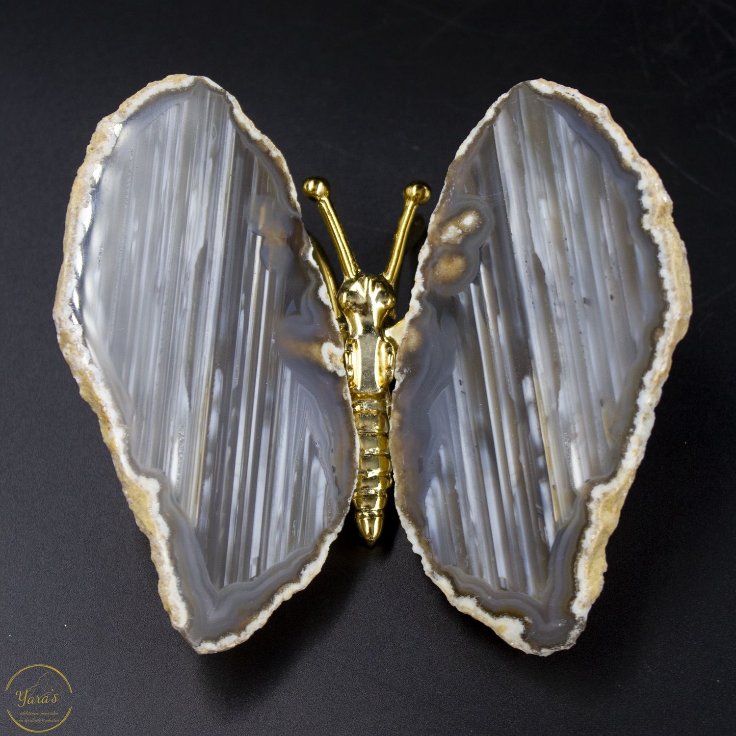 Agaat vlinder goud - 193 gram