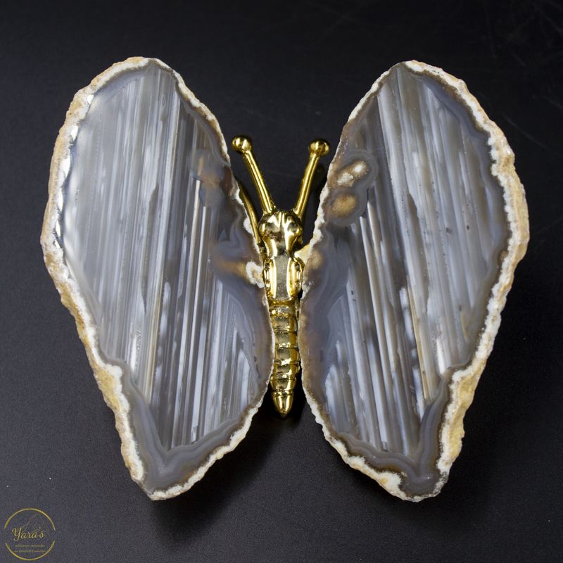 Agaat vlinder goud - 193 gram