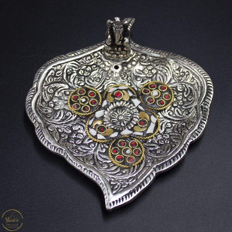 Wierookbrander houder Ganesha - zilverkleurig