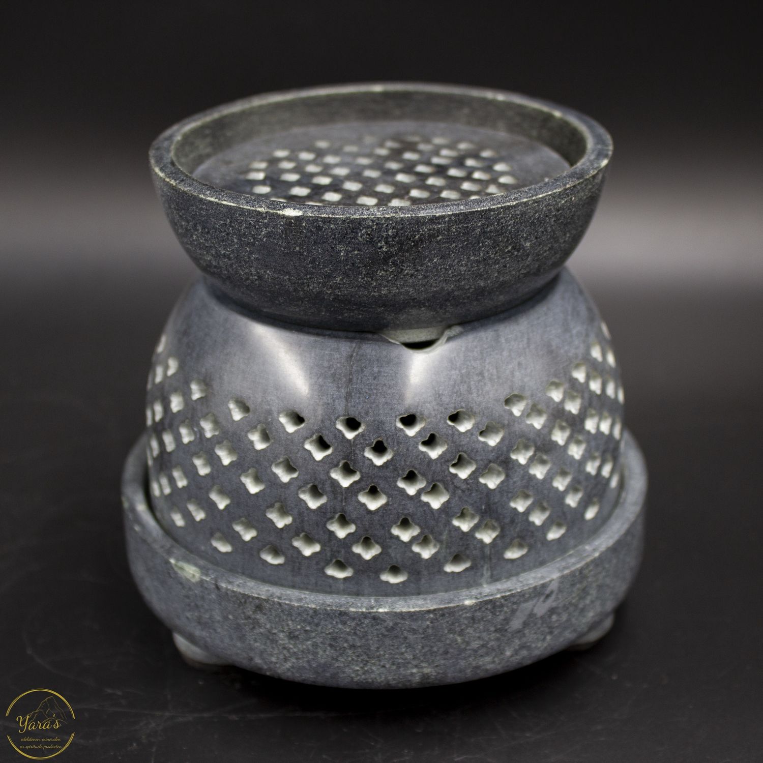 Multifunctionele brander grijze zeepsteen -- 10x12.5cm