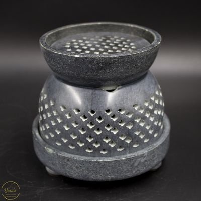 Multifunctionele brander grijze zeepsteen -- 10x12.5cm