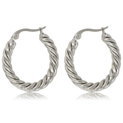 Zilveren oorring twisted 25 mm x 3 mm