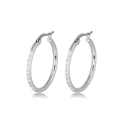 Zilveren oorbellen kristal zirkonia 25mm x 2mm