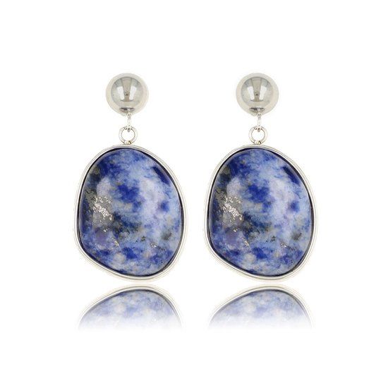 Zilveren oorsteker met Lapis Lazuli edelsteen