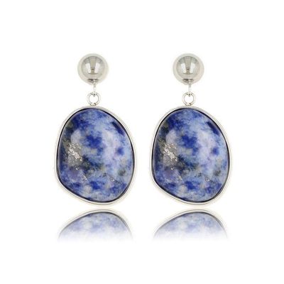 Zilveren oorsteker met Lapis Lazuli edelsteen