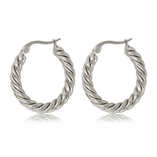 Zilveren oorring twisted 35 mm x 3 mm