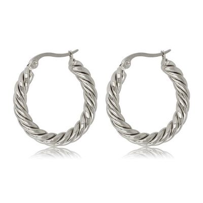 Zilveren oorring twisted 35 mm x 3 mm