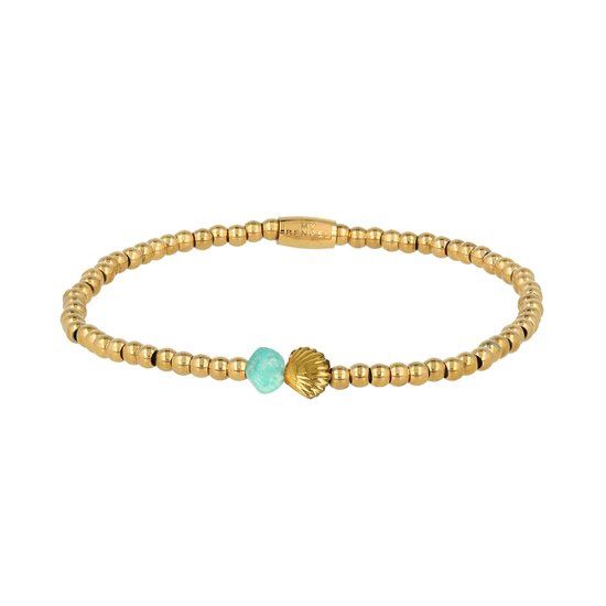 Elastische armband met Amazoniet schelp bedel