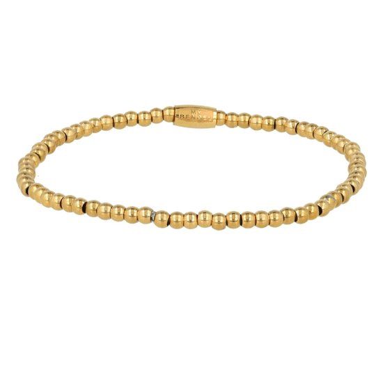Elastische gouden armband met 3 mm kleine bolletjes