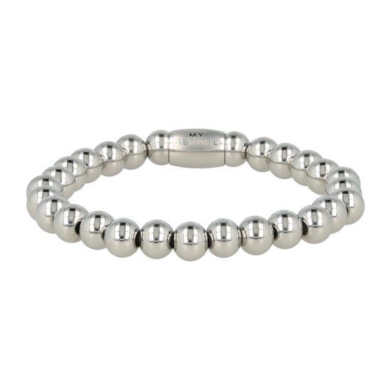 Elastische zilveren armband met 8 mm grote bolletjes