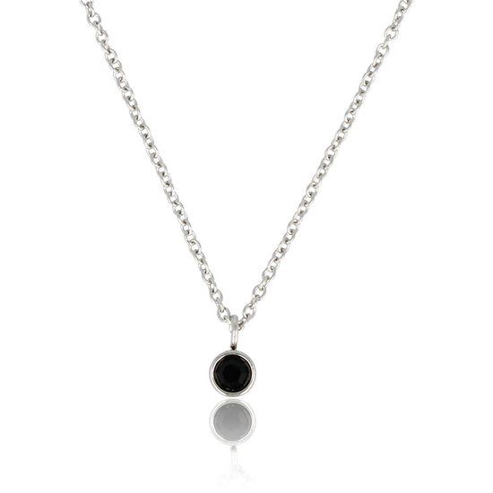 Zilveren ketting met zwart Zirkonia steentje