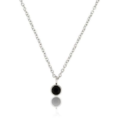 Zilveren ketting met zwart Zirkonia steentje