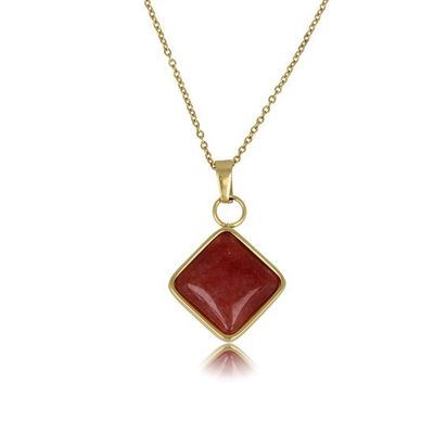 Goudkleurige ketting met rode aventurijn