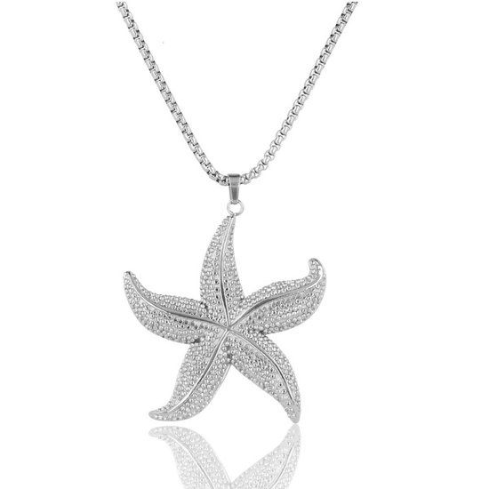 Ketting zilver lang met zeester