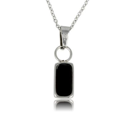 Zilveren ketting met smalle Onyx hanger
