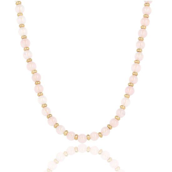 Ketting met rozenkwarts kralen
