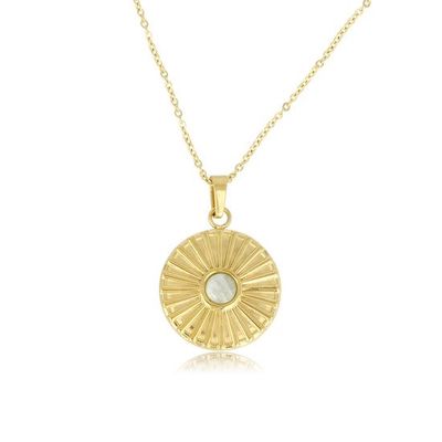 Goudkleurige ketting amazoniet zonnetjes hanger