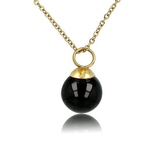 Goudkleurige ketting met ronde Onyx edelsteen