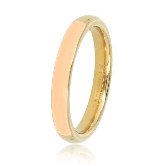 Goudkleurige ring met half Epoxy oranje, Maat: Maat 16