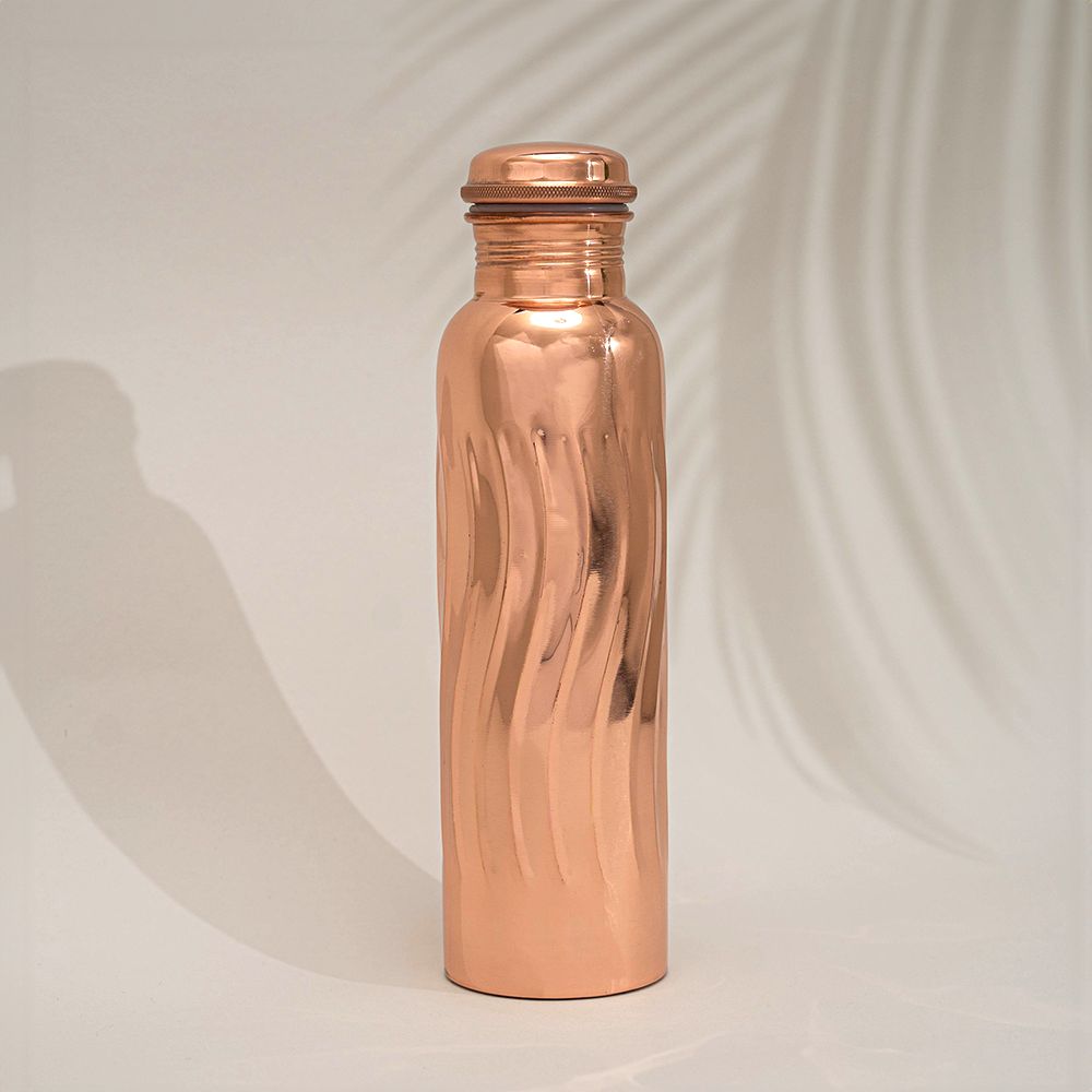 Koperen waterfles glad wave - 950ml