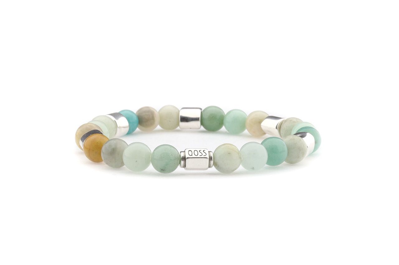 Qoss - FRANS ‐ amazonite en zilveren kralen‐M