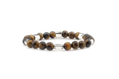 Qoss - FRANS ‐ tiger eye en zilveren kralen‐L