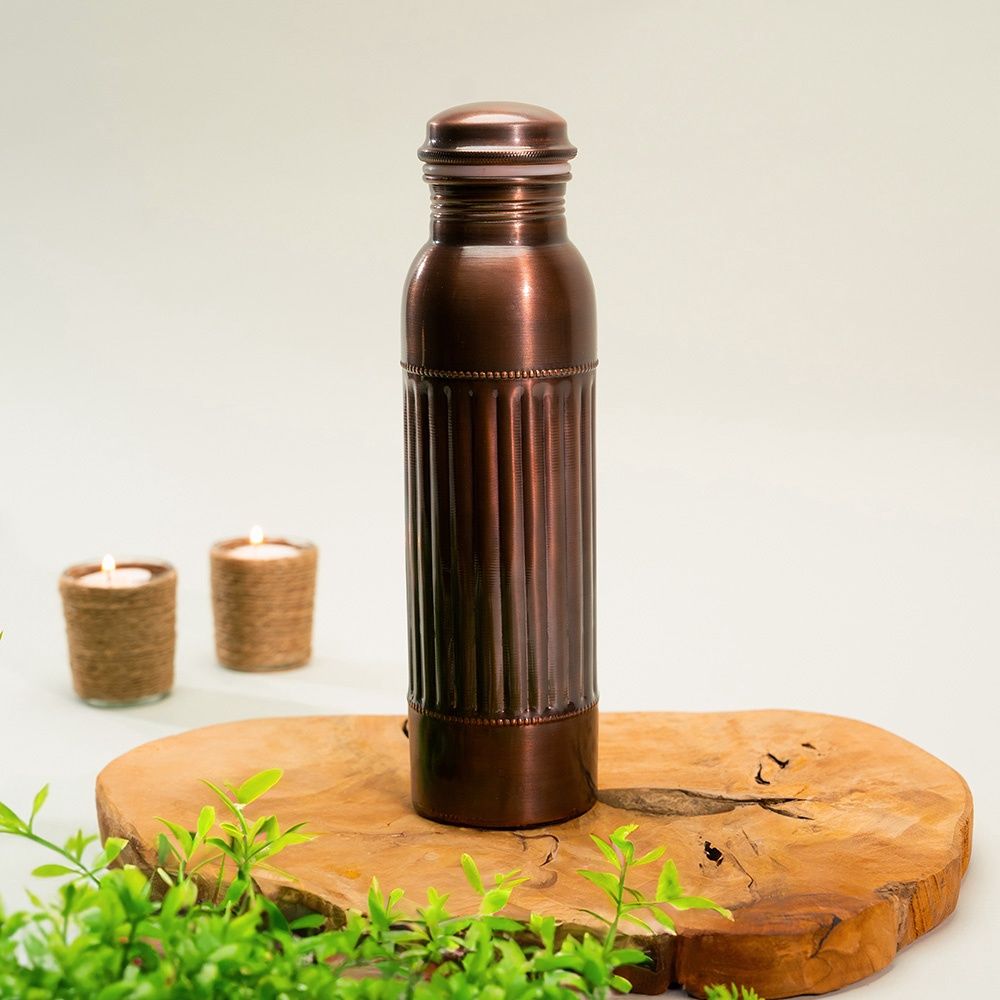 Puur koperen waterfles dot lining antique ± 950 ml
