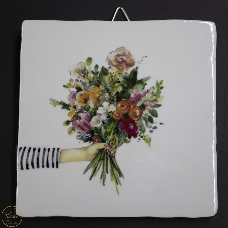 Tegeltje boeket bloemen