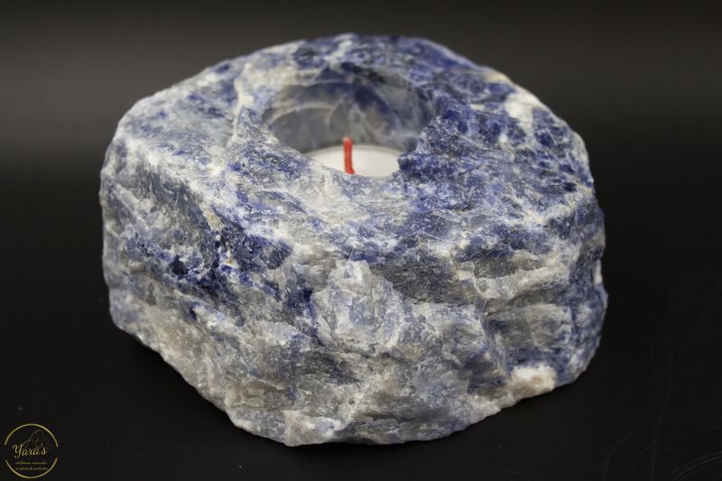 Sodaliet theelichthouder ruw