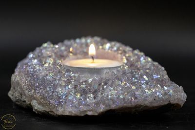 Angel aura op amethist theelichthouder -744 gram