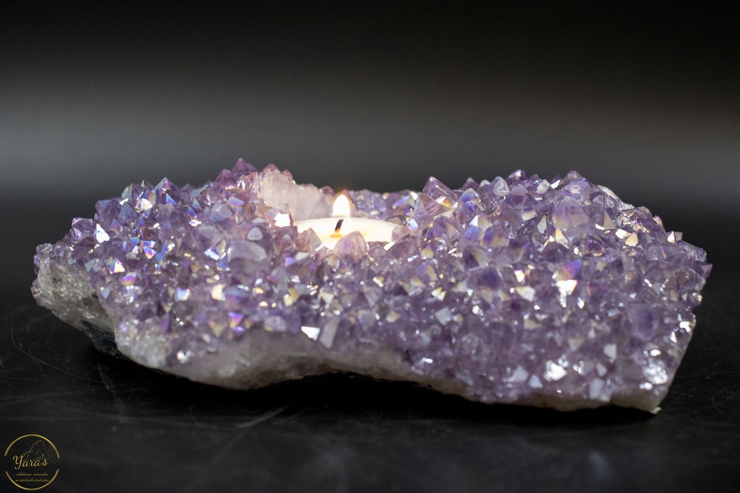 Angel aura op amethist theelichthouder -981 gram