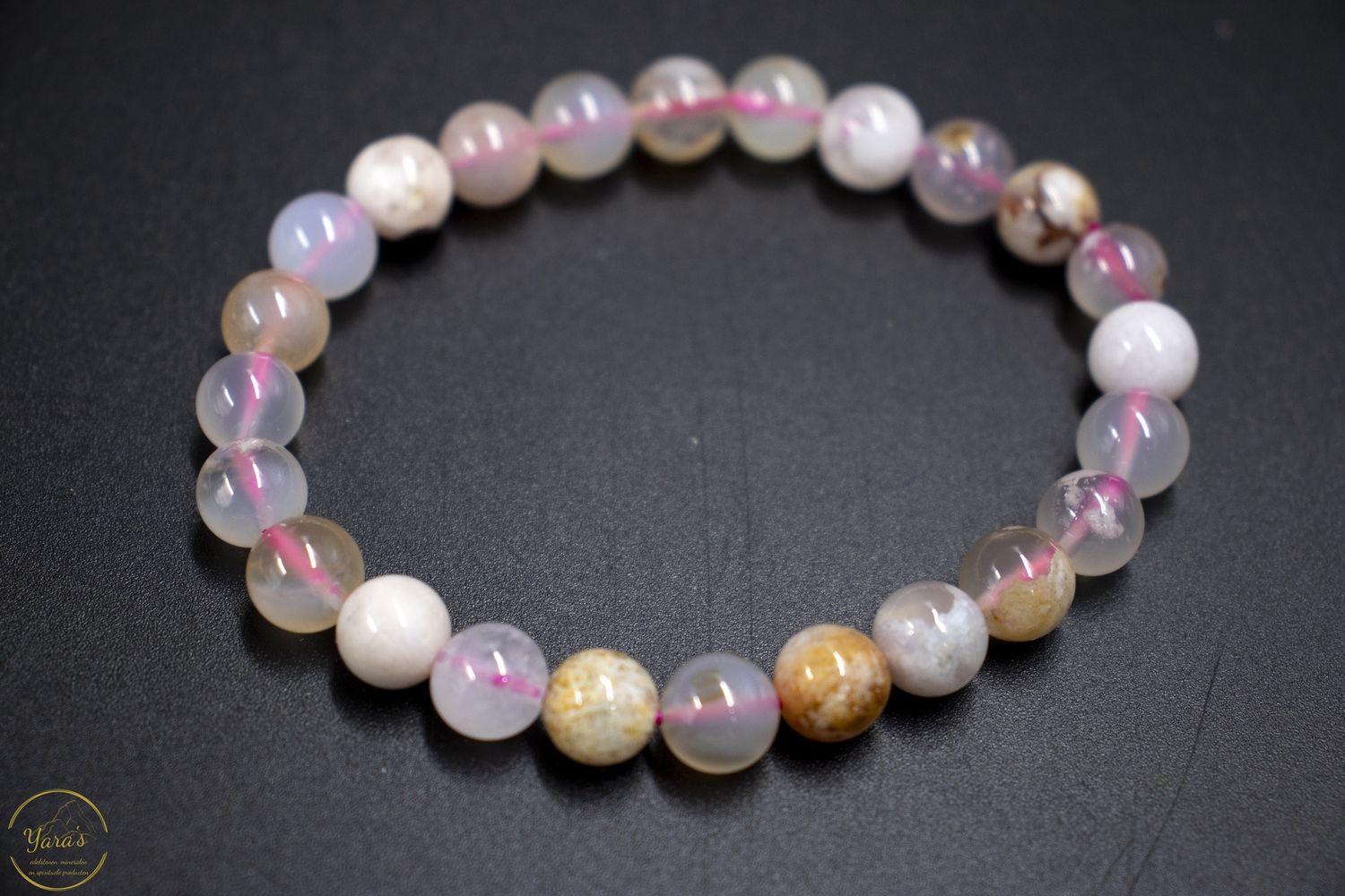 Bloemagaat armband 8mm