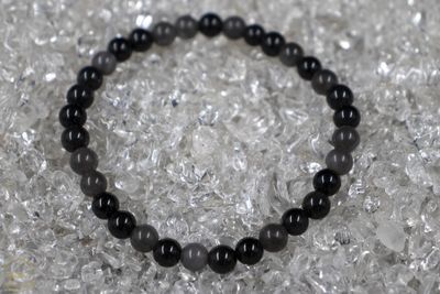 Zilver Obsidiaan armband 6mm