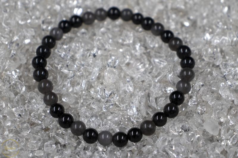 Zilver Obsidiaan armband 6mm