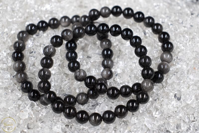 Zilver Obsidiaan armband 8mm