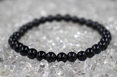 Zwarte Obsidiaan armband 6mm.