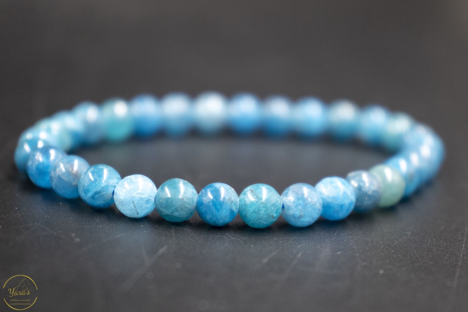 Blauwe Apatiet armband 6mm.