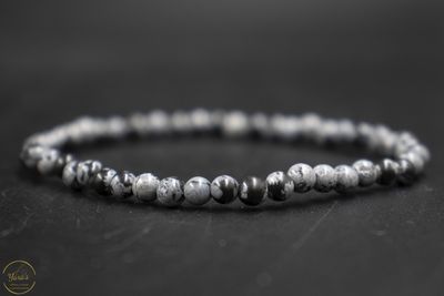 Sneeuwvlok Obsidiaan Armband 4mm.