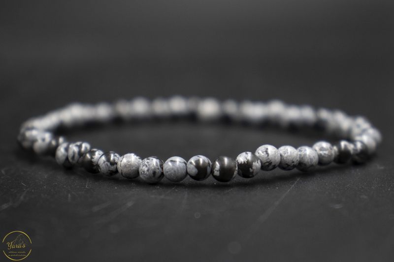 Sneeuwvlok Obsidiaan Armband 4mm.