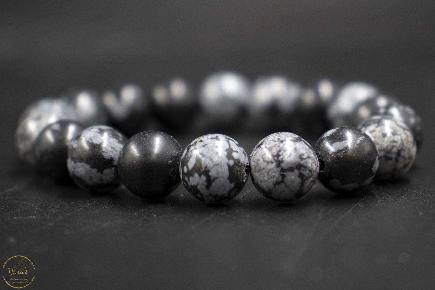 Sneeuwvlok Obsidiaan Armband 10mm