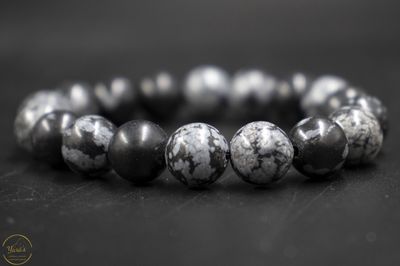 Sneeuwvlok Obsidiaan Armband 10mm