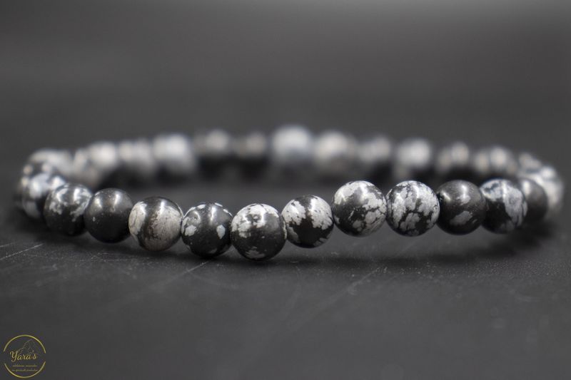Sneeuwvlok Obsidiaan Armband 6mm.