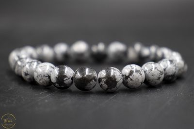 Sneeuwvlok Obsidiaan Armband 8mm.