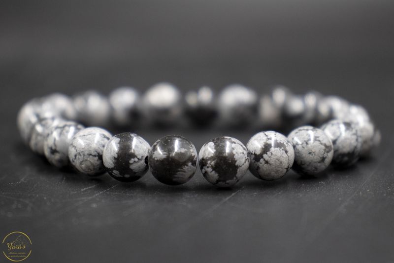 Sneeuwvlok Obsidiaan Armband 8mm.